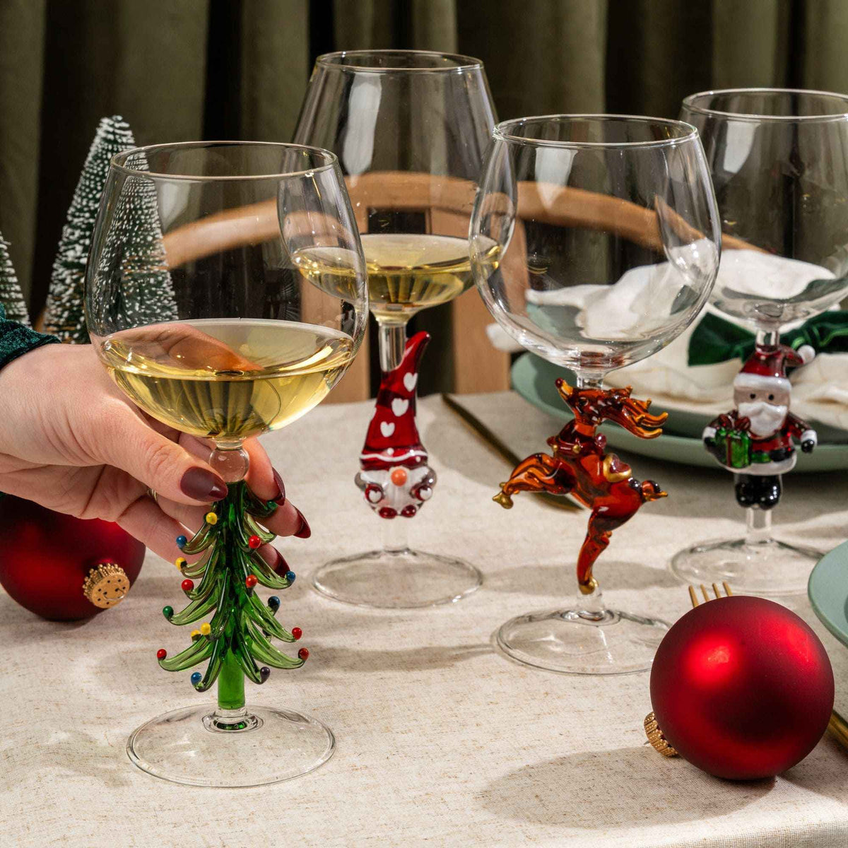 3D Christmas Tree Wine Glasses