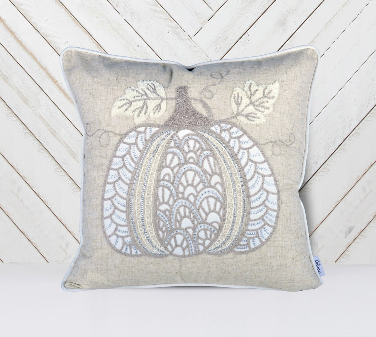 Lace Embroidered Pumpkin Throw Pillow – Set of 2