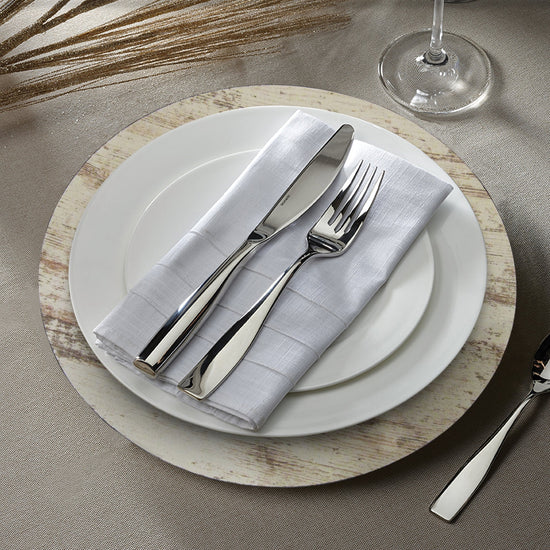 BIRCH WOOD FINISH CHARGER PLATE 13"  12  PC SET