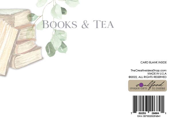 TEA GREETING Card with REAL TEA BAG - Time for a Book & Tea