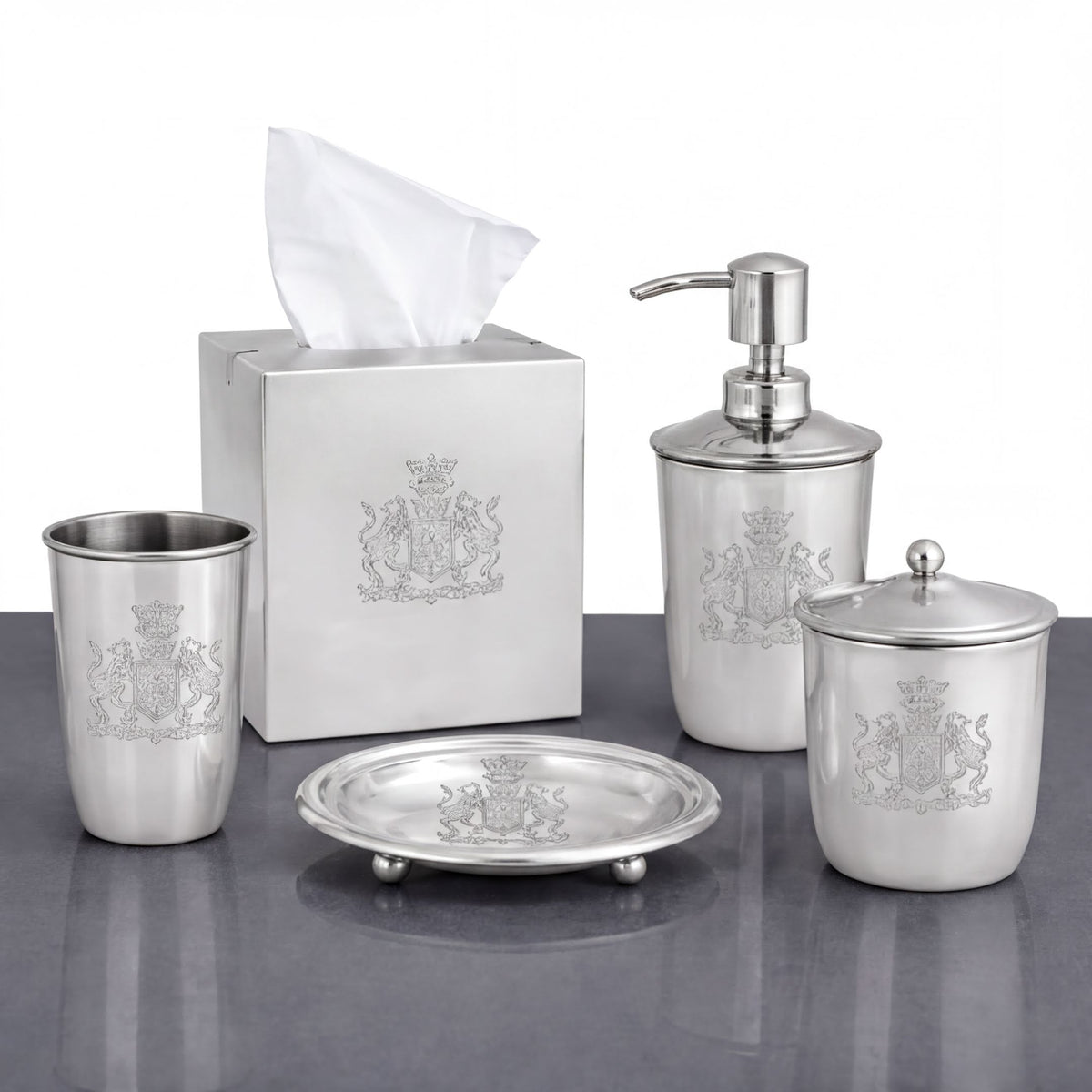 Bathroom Set – Durkee, 5 Piece Silver