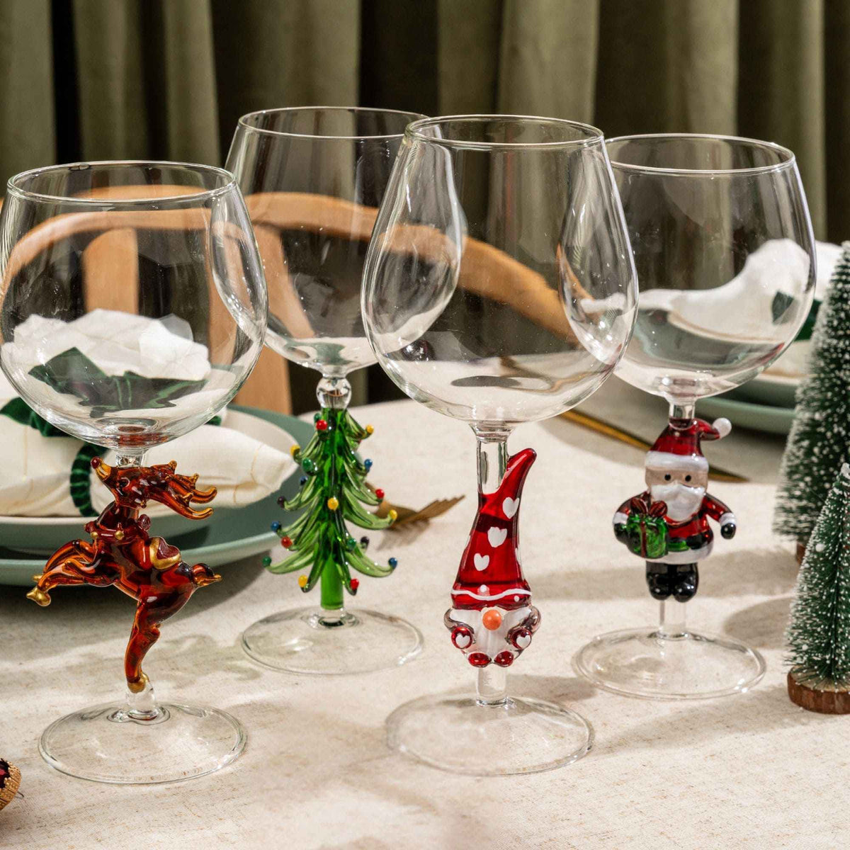 3D Christmas Tree Wine Glasses