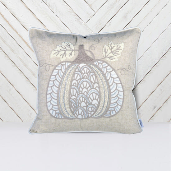 Lace Embroidered Pumpkin Throw Pillow - Natural