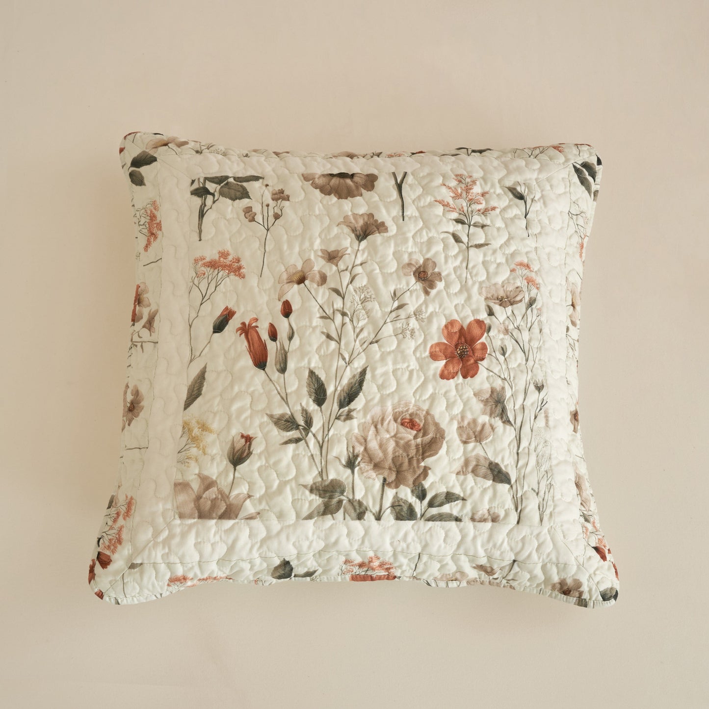 DaDalogy Enchanted Meadow Floral Quilt Set - Beige Rose Green