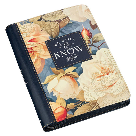 Journal Classic Zip Navy Be Still Ps. 46:10 New
