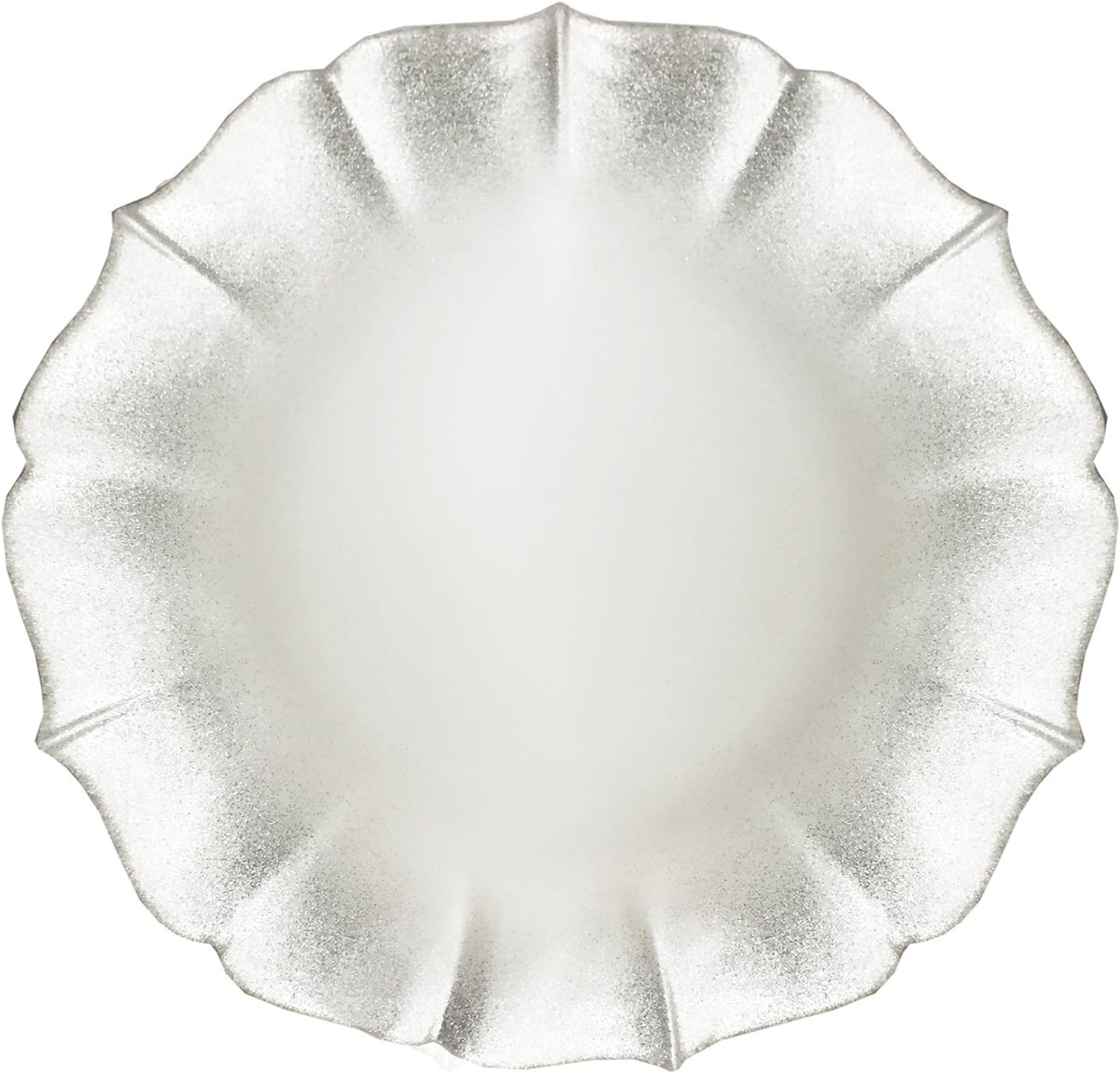 Contessa Silver Glitter Rim with Pearl White Glass Charger Plate 13"