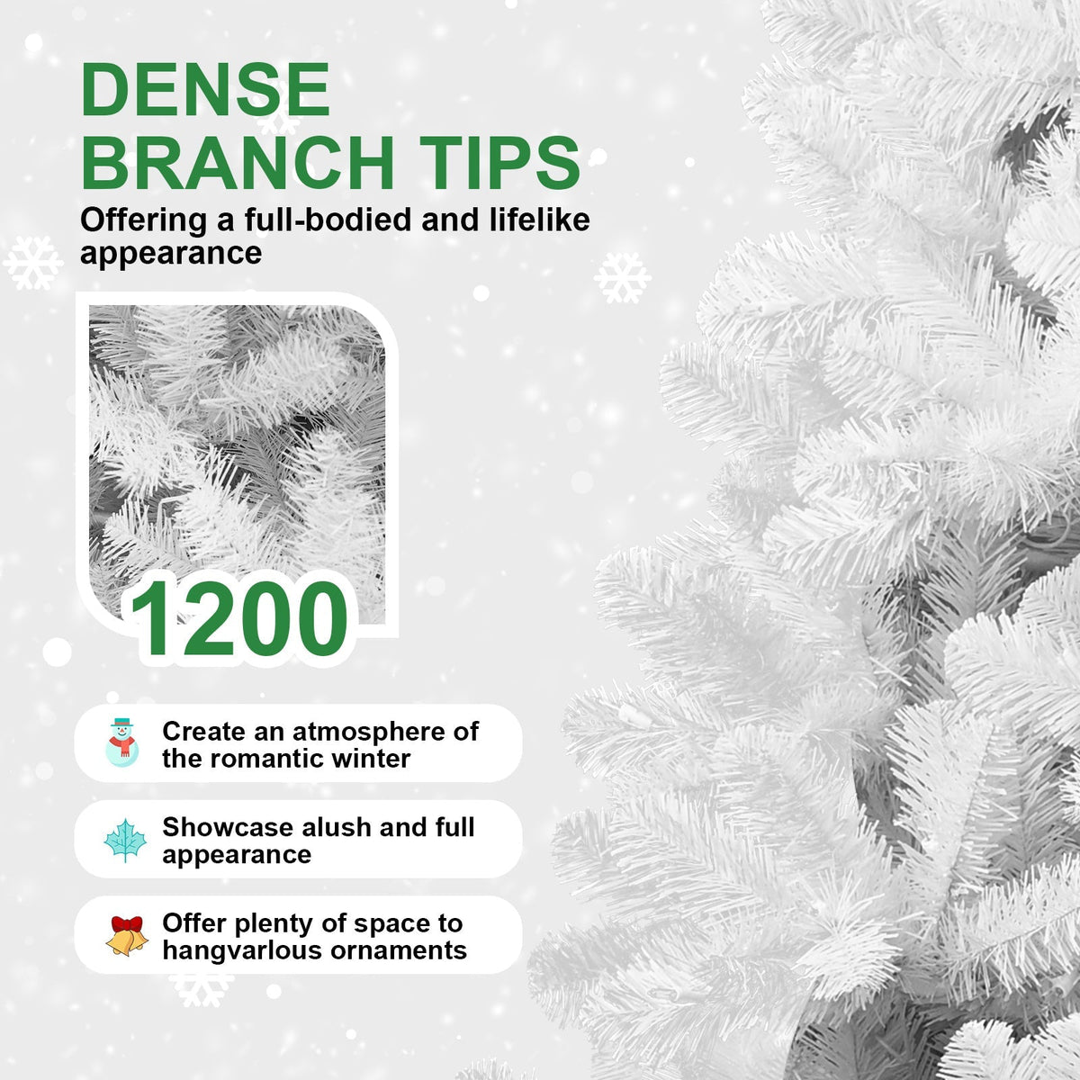 7ft White Christmas Tree with Memory Wire and 1064 Tips