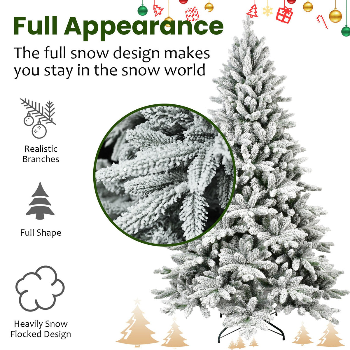 7ft Flocked Christmas Tree with 1514 Tips