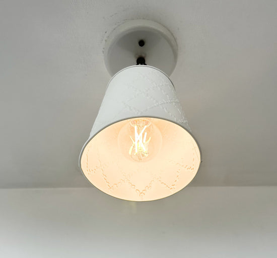 Embossed White Tin Ceiling Light