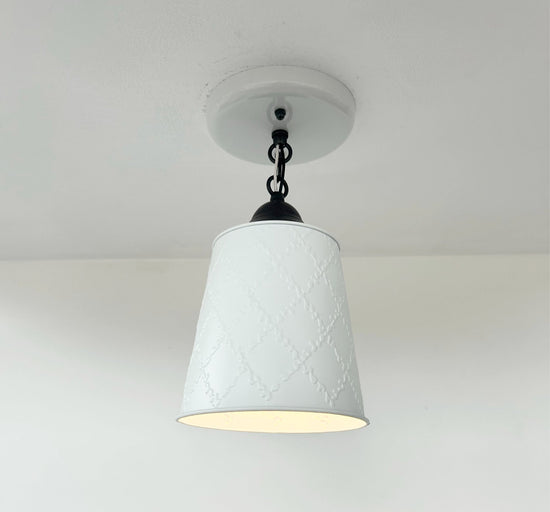 Embossed White Tin Ceiling Light