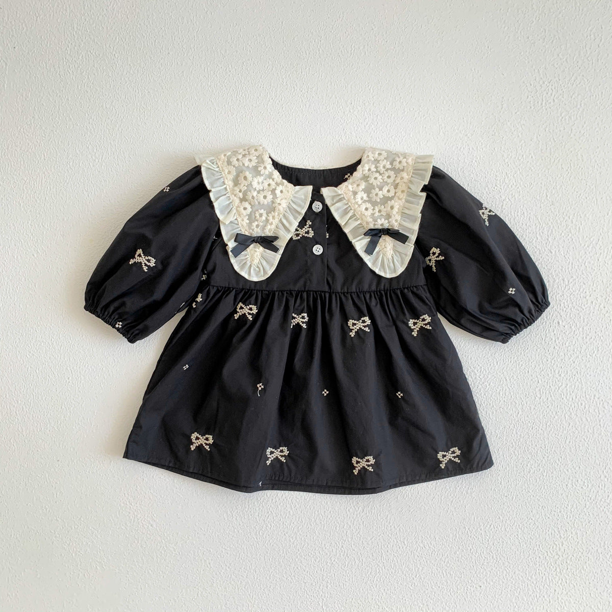 Autumn Clothes Baby's Gown Doll Collar Lace Embroidery