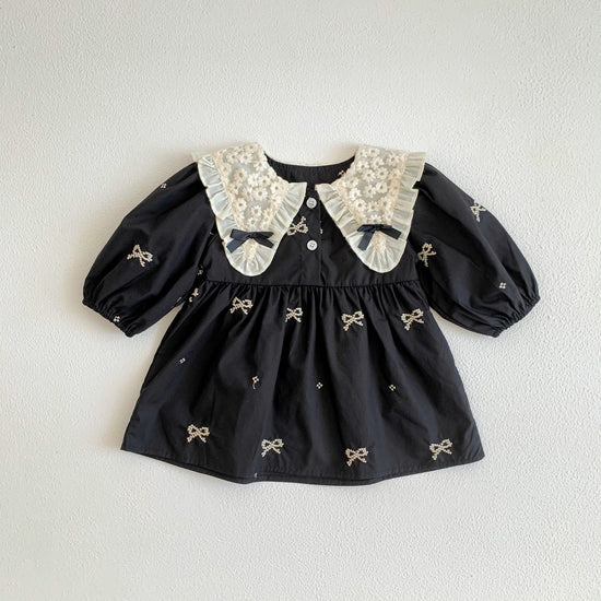 Autumn Clothes Baby's Gown Doll Collar Lace Embroidery