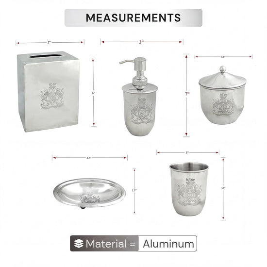 Bathroom Set – Durkee, 5 Piece Silver