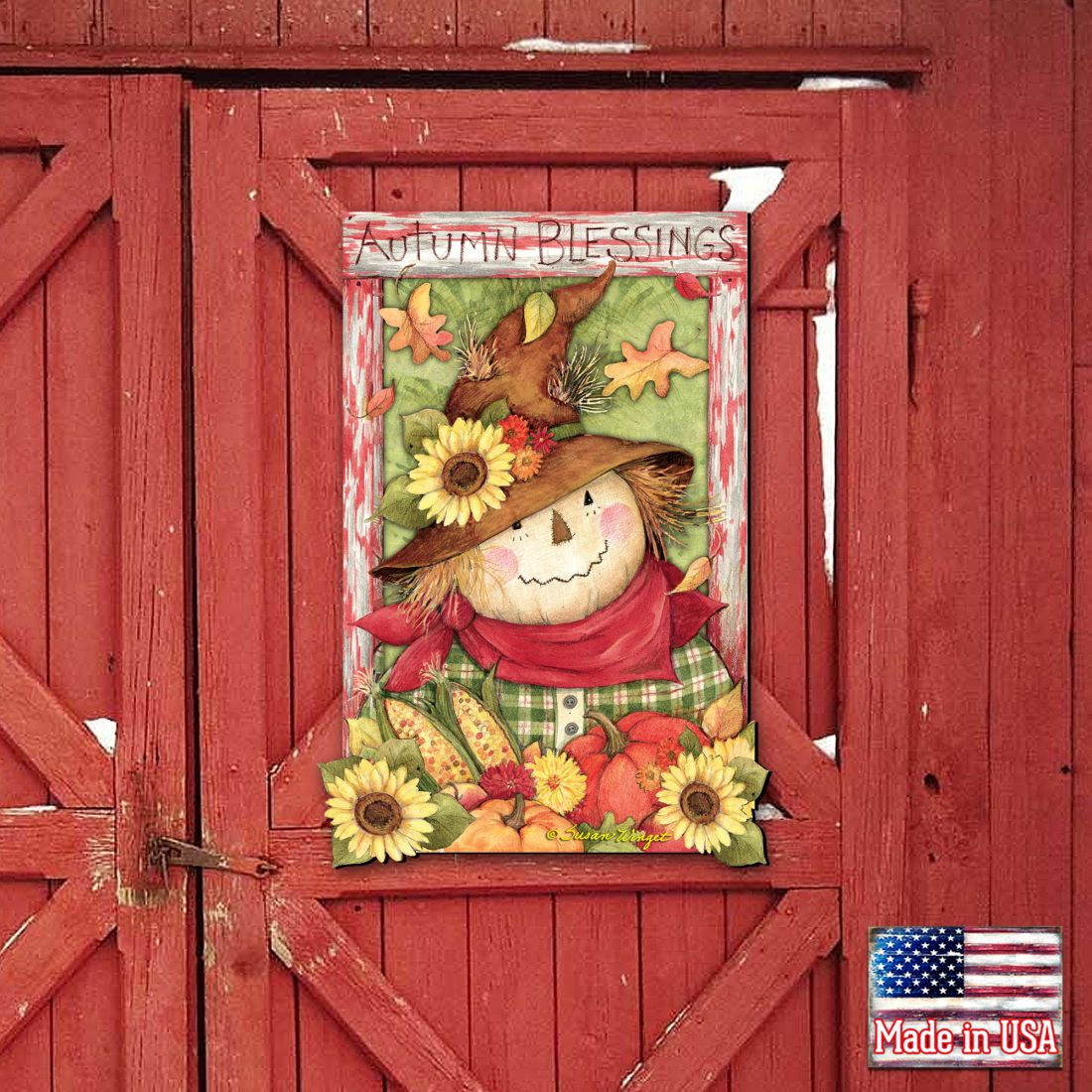 Scarecrow Halloween Door Decor by Susan Winget - Thanksgiving and Halloween Decor - 8471204H-SW