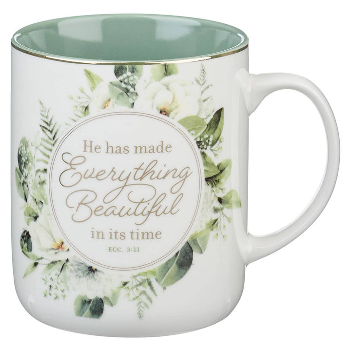 Mug Green Floral Everything Beautiful Ecc. 3:11