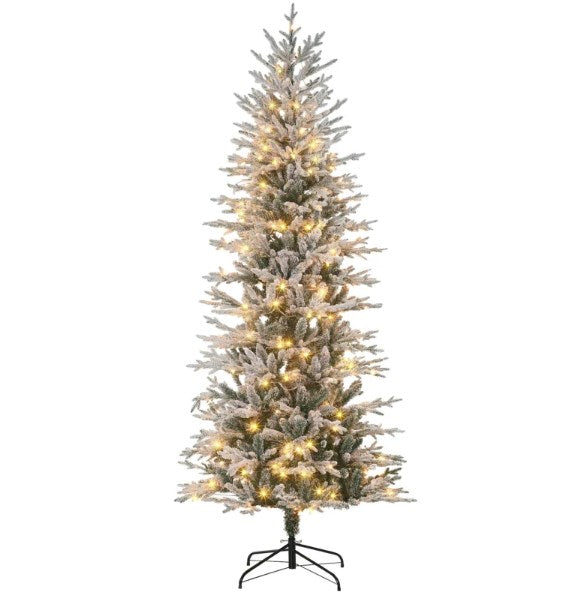 Christmas Trees with Snow Branches - Pre Lit Artificial Flocked, Christmas tree for living room, entryway or seasonal display