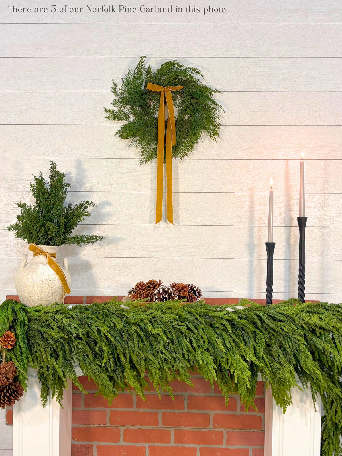 Artificial 6' Norfolk Pine Garland, decorative greenery for mantel, table or staircase
