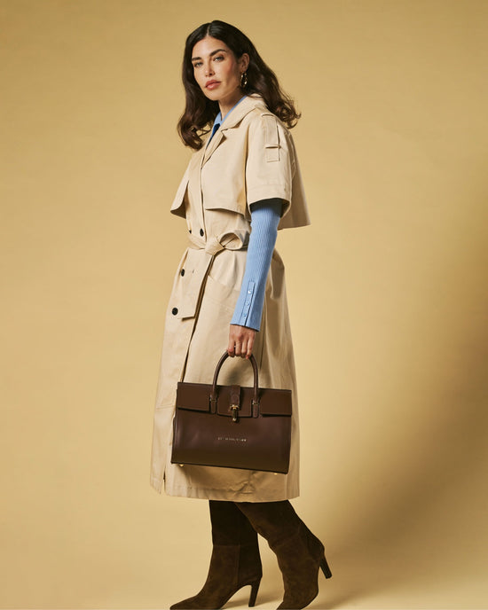Oriana (brown) - Italian calf leather women's handbag (with shoulder strap)