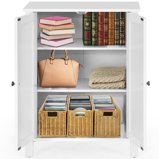 2-Door Bathroom Floor Storage Cabinet Space Saver Organizer