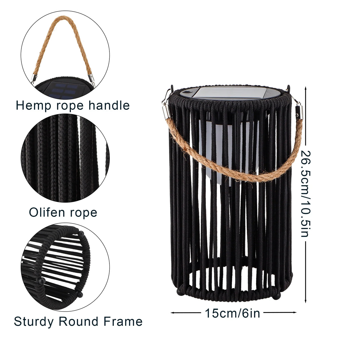 10.5'' High Solar Lantern Outdoor Table Lamp Black 2Pcs