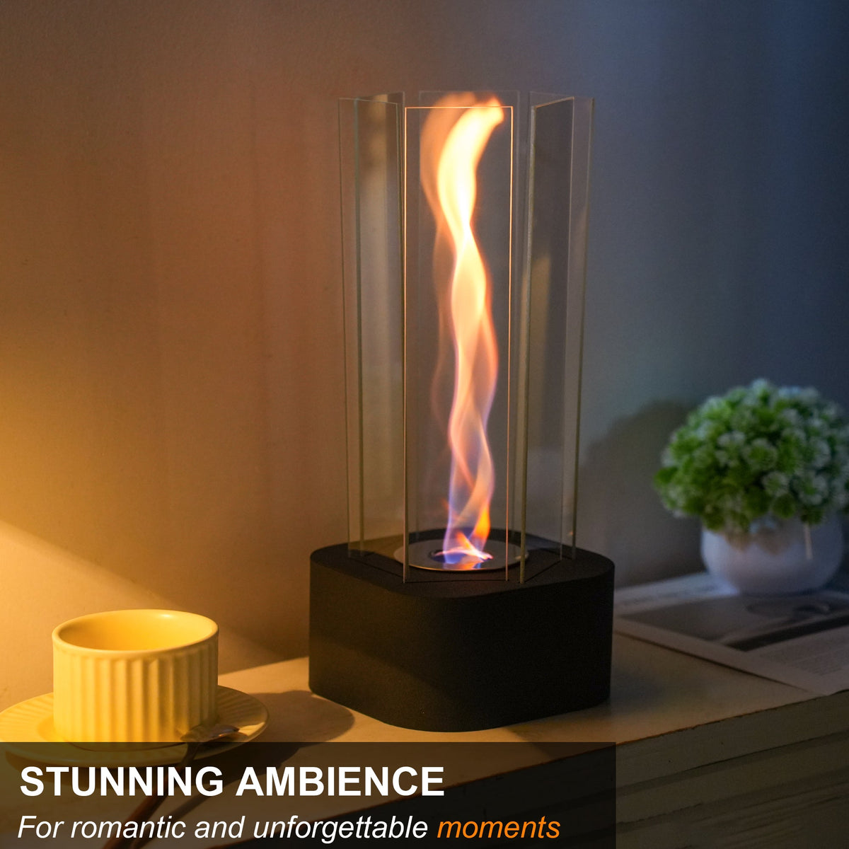 Hexagonal Clean-Burning Fuel Vented-Free Fireplace