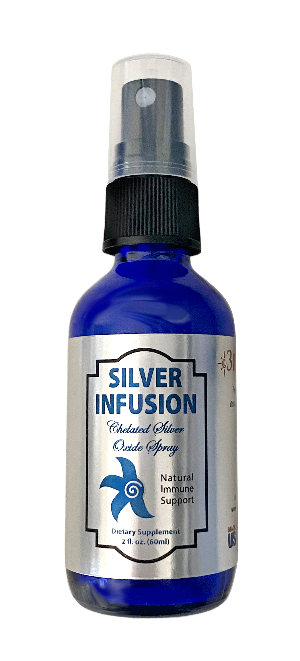 Silver Infusion 150 PPM Spray – Chelated Silver Oxide Immune Support Supplement (2 fl oz)
