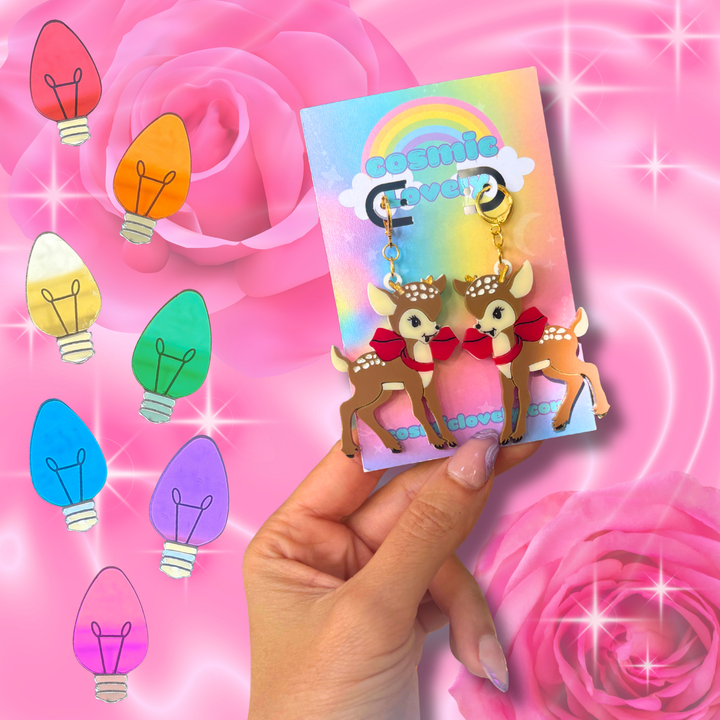 Retro Christmas Deer Earrings