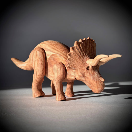 Wooden Triceratops Dinosaur with Magnetic Joints