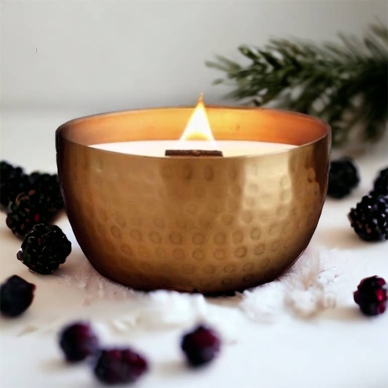 Winter/Holiday Brass Bowl Collection - 14oz /Soy/ Woodwick