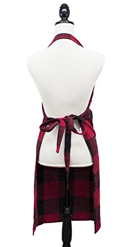 Fennco Styles Black Buffalo Check Plaid Design Cotton Kitchen Full Size Apron 24" W X 36" L