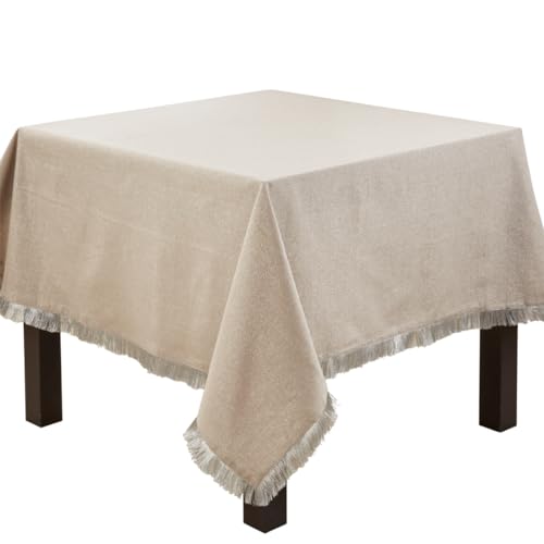 Fennco Styles Shimmer Metallic Cotton Table Runner 16" W x 72" L - Silver Table Cover for Home Décor, Dining Table, Banquet, Family Gathering, Holiday, and Special Occasion
