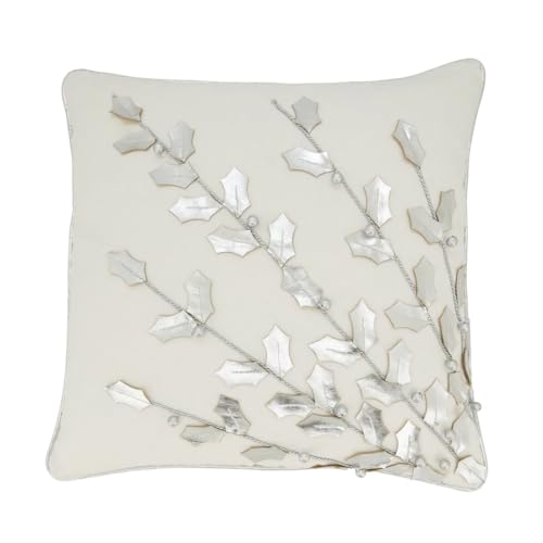 Fennco Styles Metallic Poinsettia Branch Holiday Filled Throw Pillow 12" W x 18" L