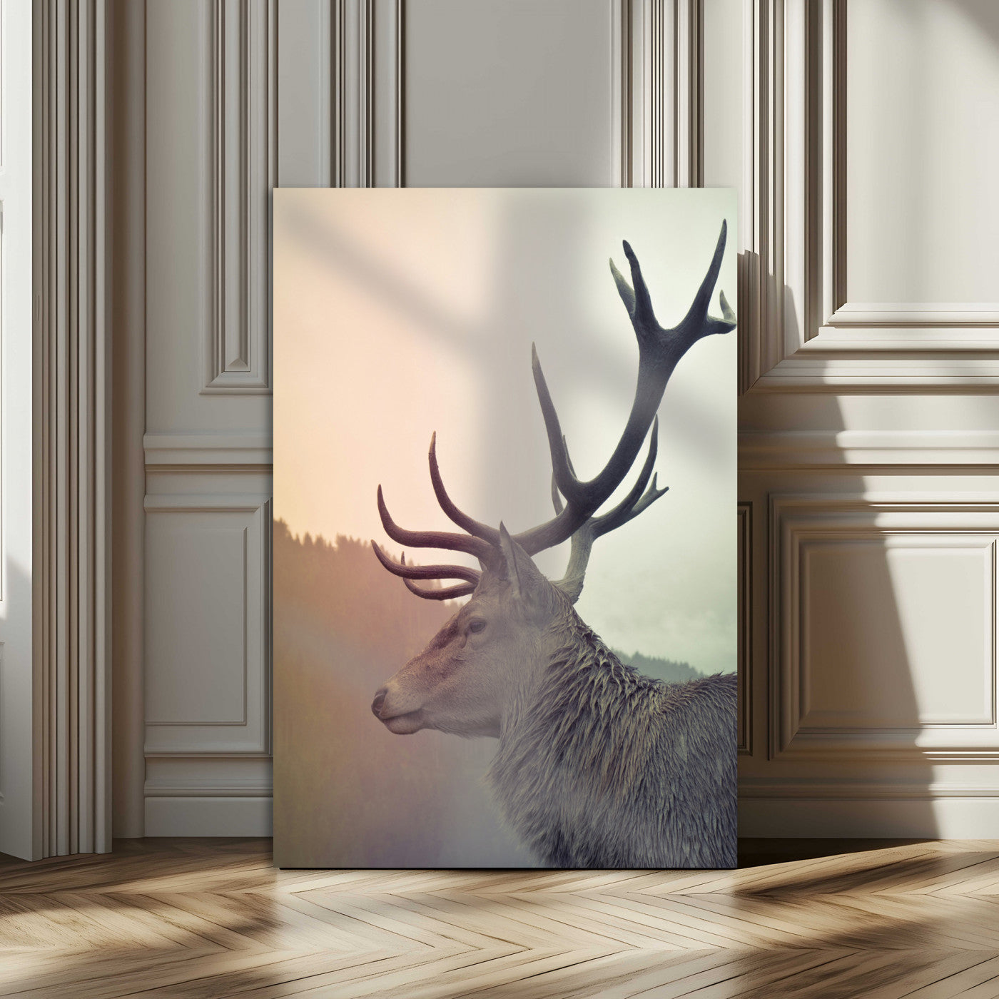 Deer Canvas Wall Art Print – Framed Woodland Animal Rustic