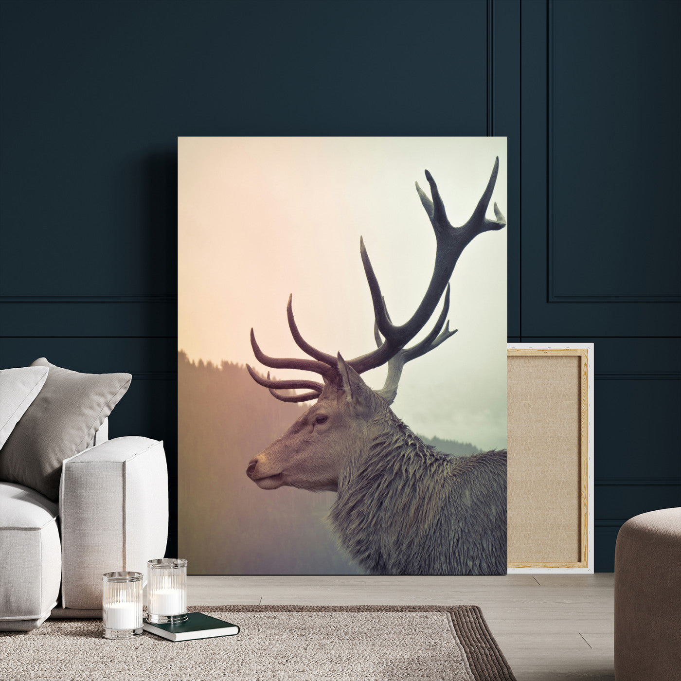 Deer Canvas Wall Art Print – Framed Woodland Animal Rustic