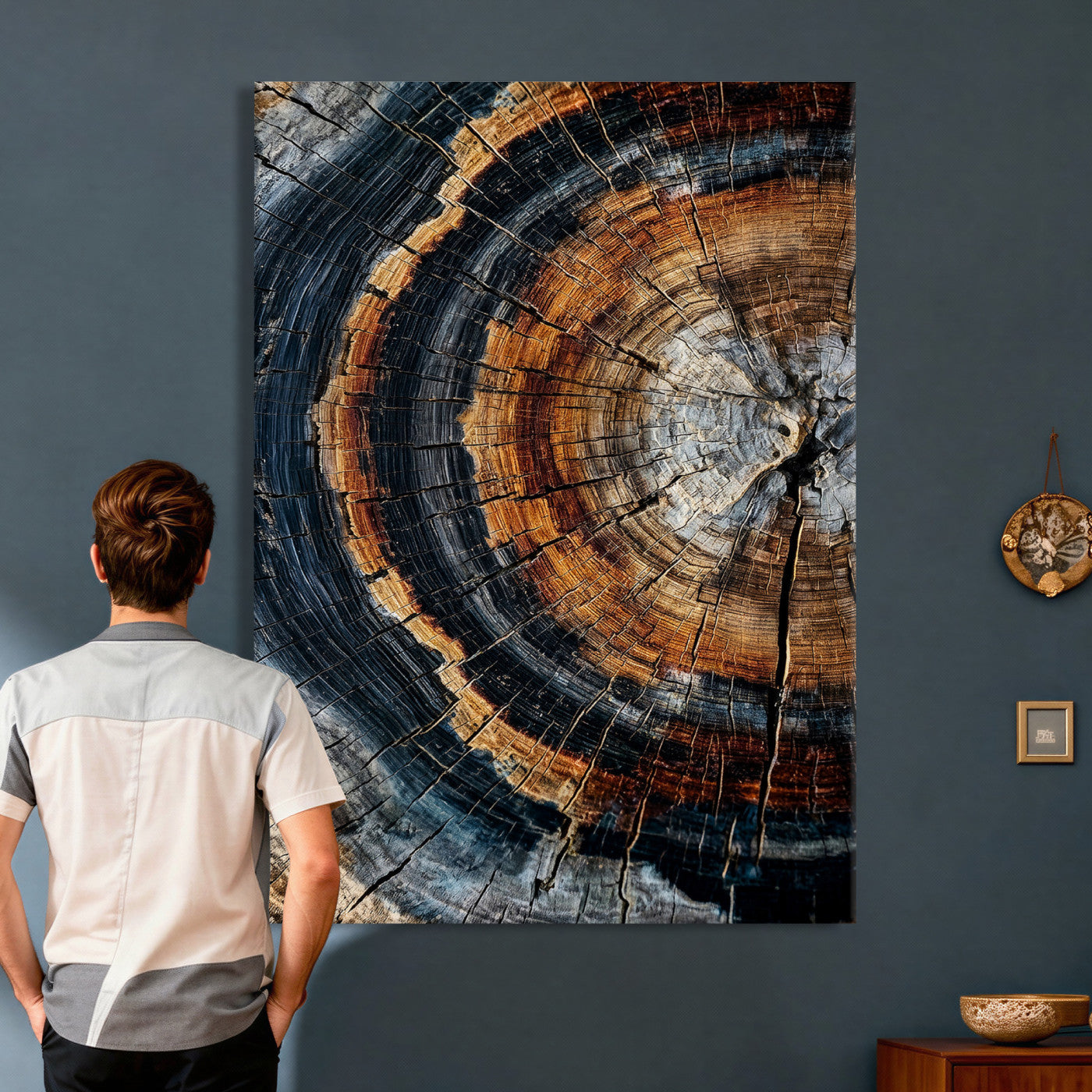 Abstract Wood Grain Canvas Print, Tree Ring Pattern Wall