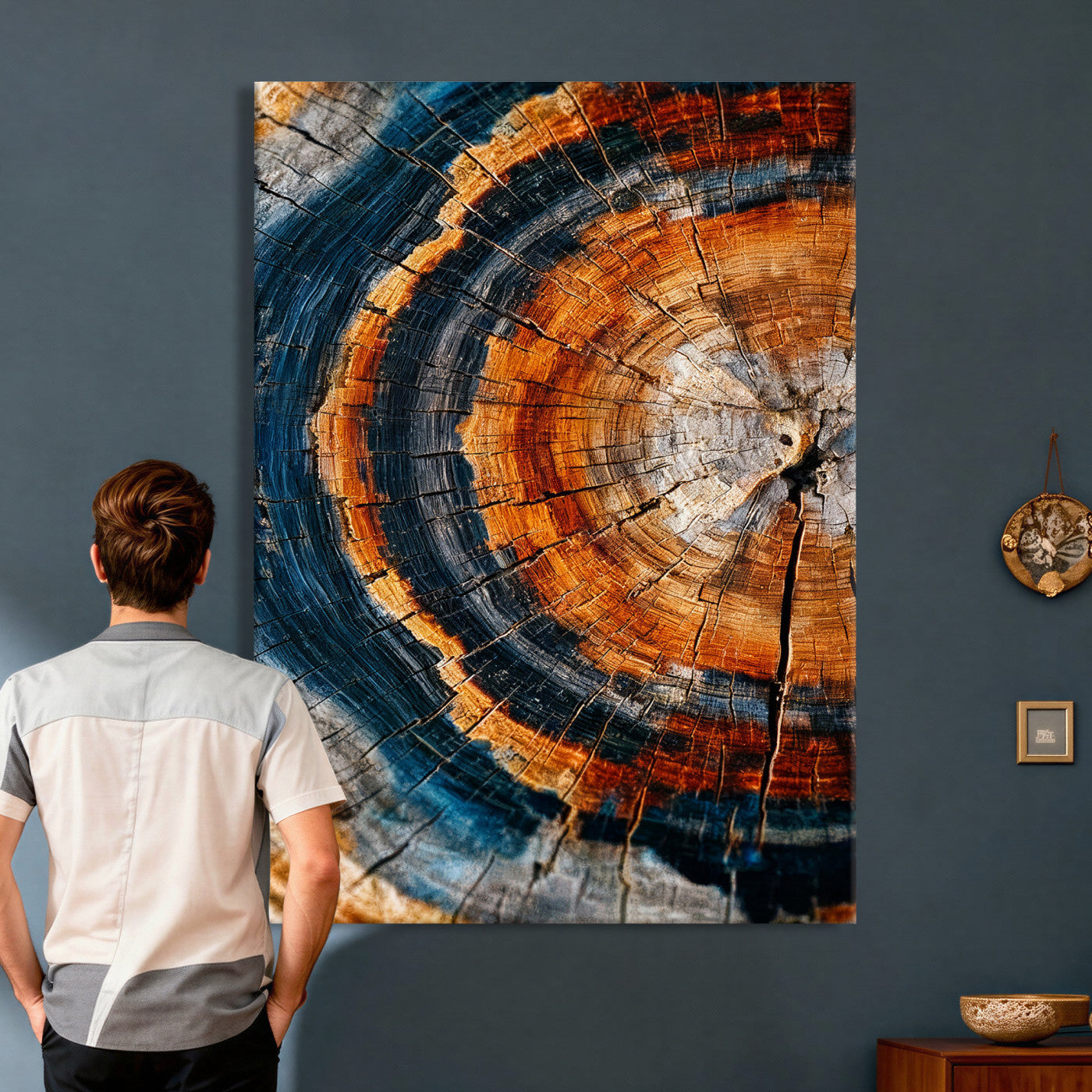 Abstract Wood Grain Canvas Print, Tree Ring Pattern Wall