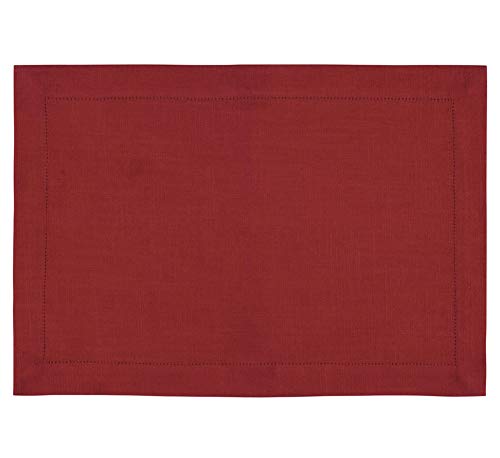 Handmade Hemstitch Traycloth Place mat, Set of 4, Over 20+ Colors (Burgundy)
