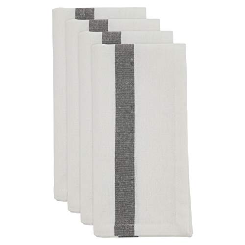 Banded Design Cotton Cloth Napkins 20" W x 20" L, Set of 4 - Striped Dinner Napkins for Home Décor, Dining Table, Banquet, Family Gathering, Everyday Use, and Special Occasion