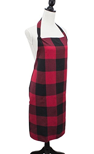 Fennco Styles Black Buffalo Check Plaid Design Cotton Kitchen Full Size Apron 24" W X 36" L