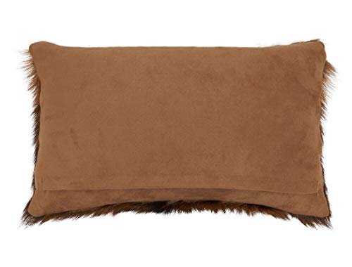 Fennco Styles Glam Goat Fur Decorative Throw Pillow - Brown Accent Throw Pillow for Couch, Bedroom and Living Room Décor