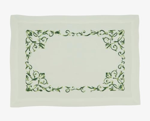 Embroidered Floral Scroll Placemats 14" W x 20" L, Set of 4 — dining room accent for seasonal table styling seasonal decorating choice