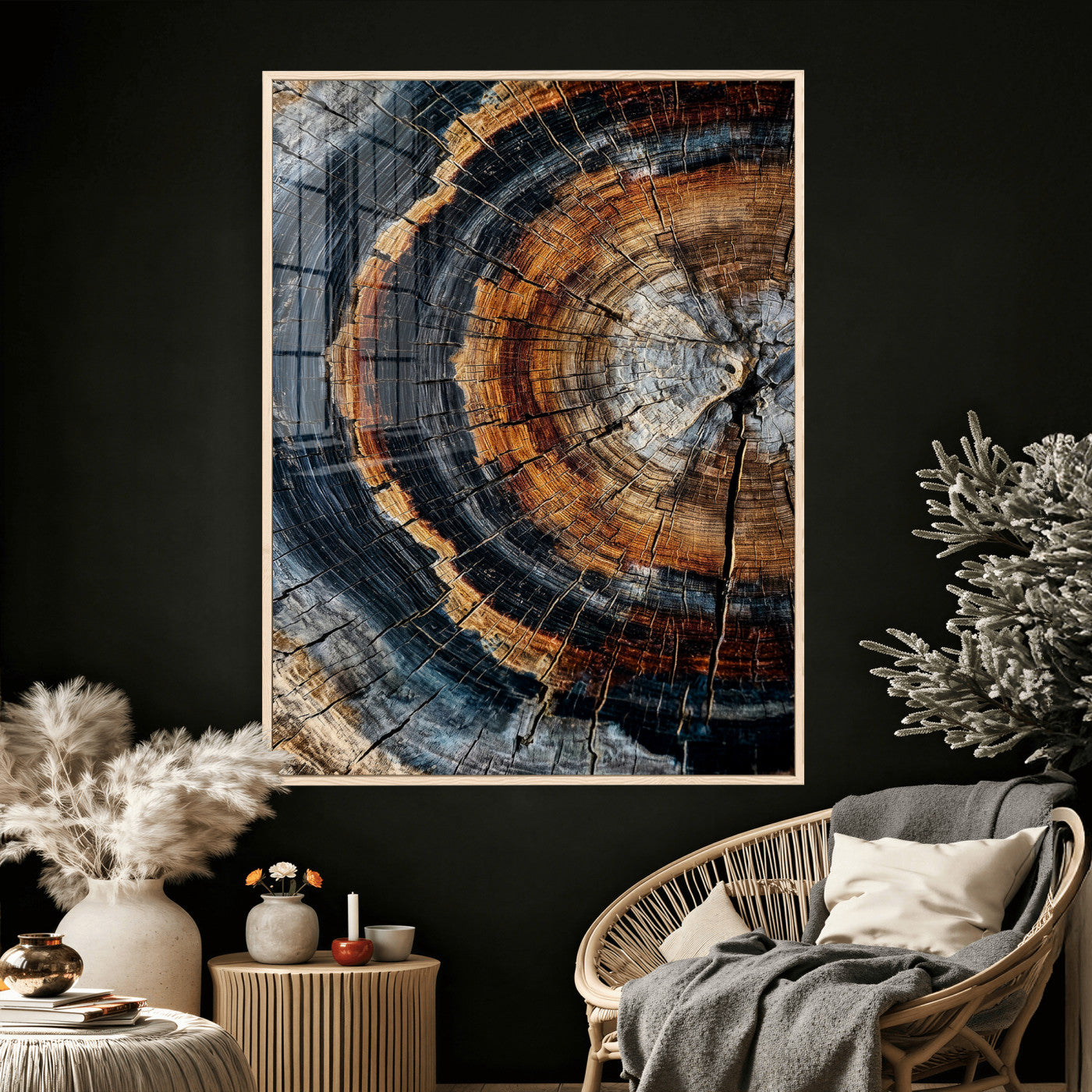 Abstract Wood Grain Canvas Print, Tree Ring Pattern Wall