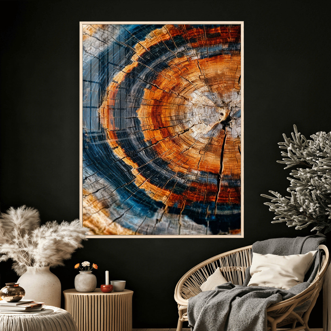 Abstract Wood Grain Canvas Print, Tree Ring Pattern Wall