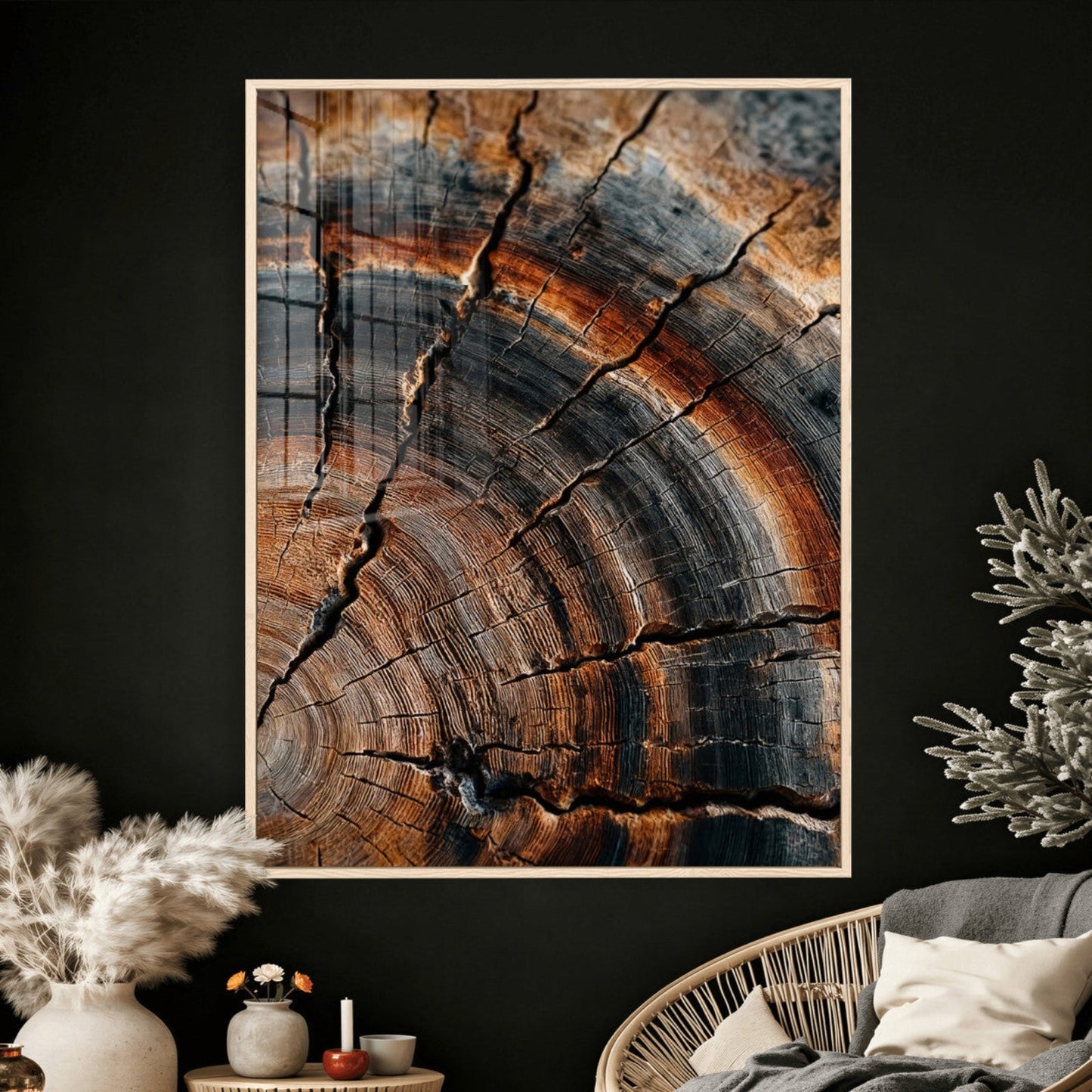 Abstract Tree Rings Wall Art Canvas Print Wood Grain Rings