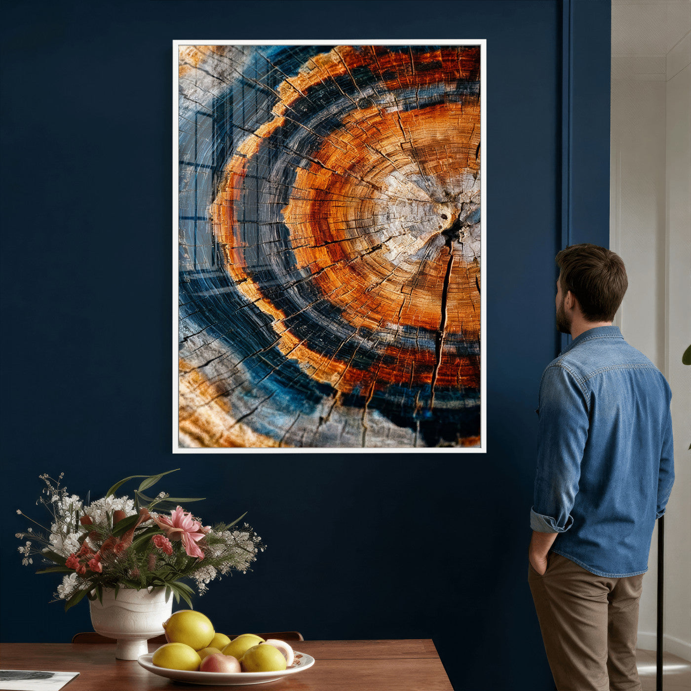 Abstract Wood Grain Canvas Print, Tree Ring Pattern Wall