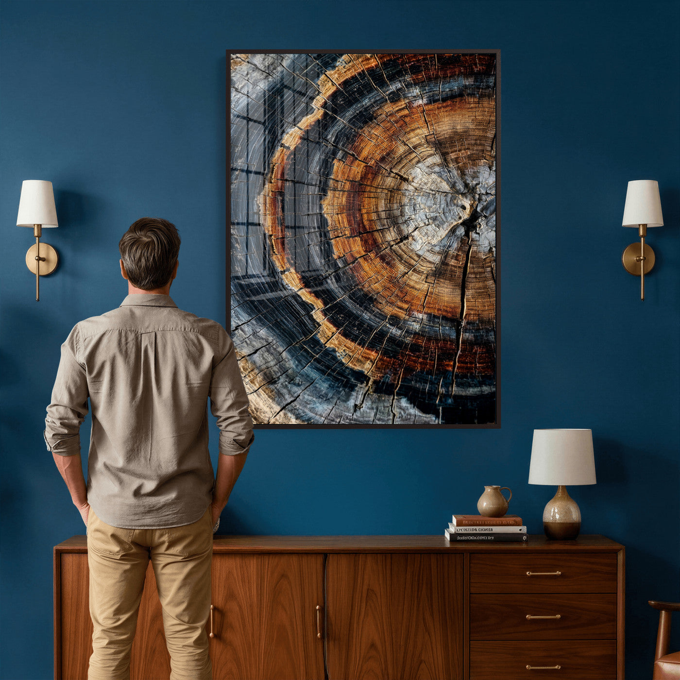 Abstract Wood Grain Canvas Print, Tree Ring Pattern Wall