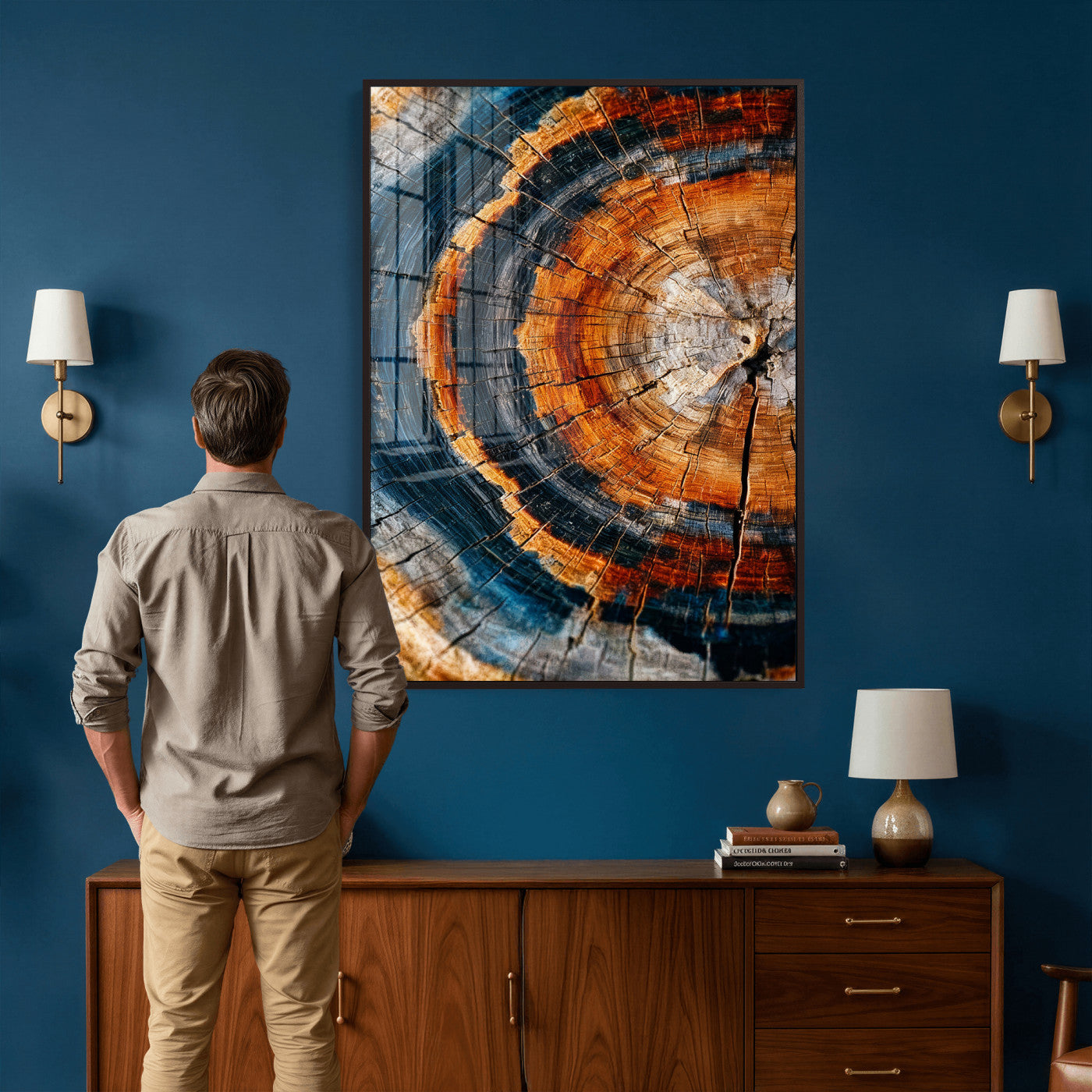Abstract Wood Grain Canvas Print, Tree Ring Pattern Wall