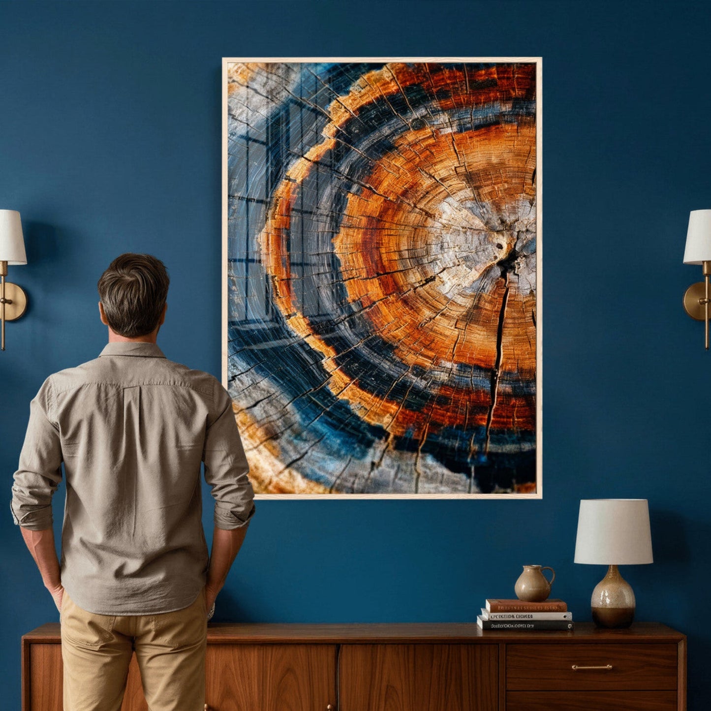 Abstract Wood Grain Canvas Print, Tree Ring Pattern Wall