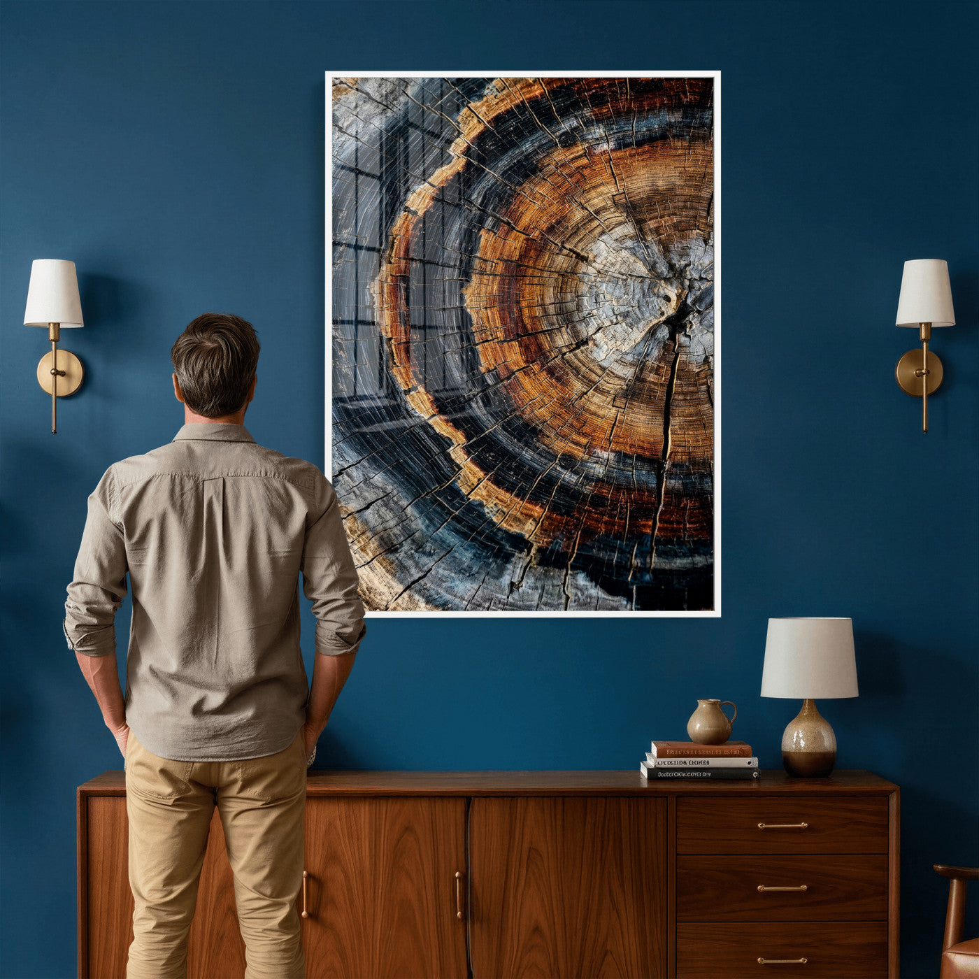Abstract Wood Grain Canvas Print, Tree Ring Pattern Wall