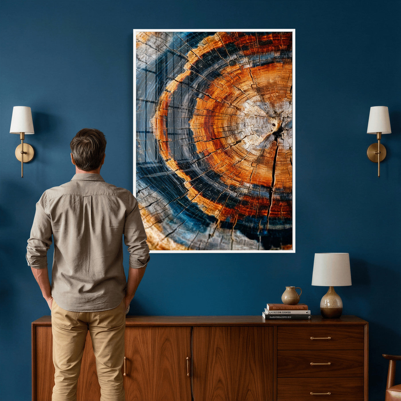 Abstract Wood Grain Canvas Print, Tree Ring Pattern Wall